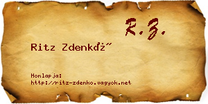 Ritz Zdenkó névjegykártya